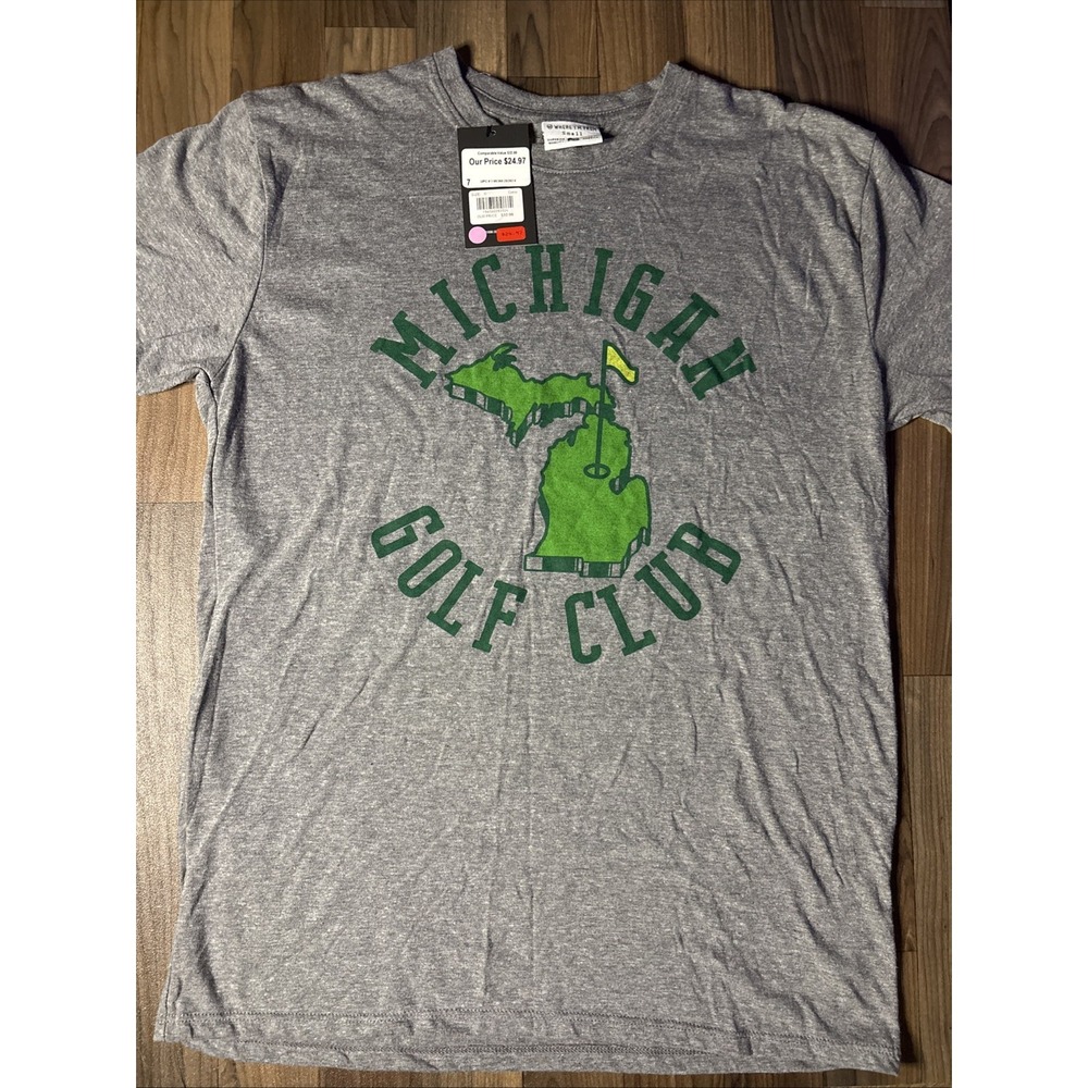 Where I'm From Michigan Golf Club T-Shirt Mens Small Heather Gray NWT